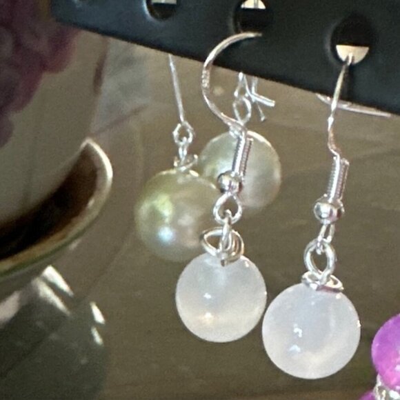 Selenite silver earrings - Picture 1 of 1